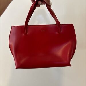 Vintage ‘Furla’ Mini Red Leather Top Handle Bag | Made in Italy